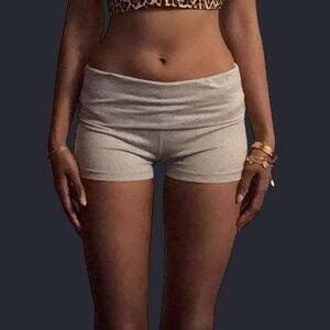 Women's Grey Fold Over Shorts